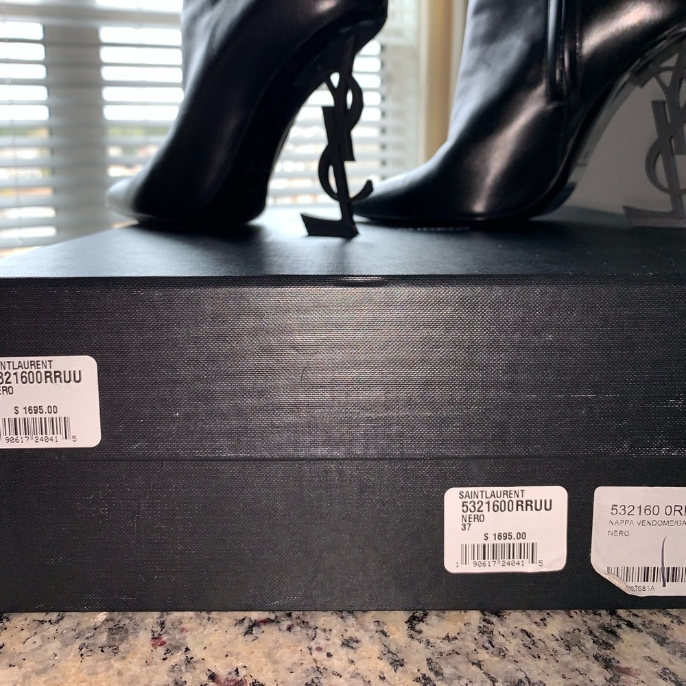 **SOLD**YSL Yves Saint Laurent Opyum Black Leather 37 US 7 - Picture 7 of 8